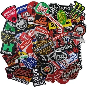 100 pcs Car Motorcycle Racing Auto Motor Engine Garage Iron on Patch Random - Picture 1 of 11