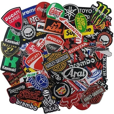100 pcs Car Motorcycle Racing Auto Motor Engine Garage Iron on Patch Random - Image 1 of 4