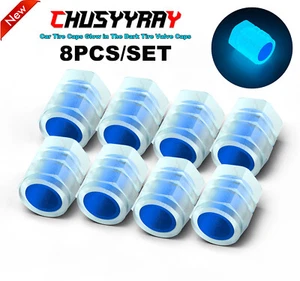 8x Car Auto Blue Wheel Tire Tyre Air Valve Stem LED Light Caps Cover Accessories - Picture 1 of 19