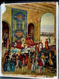 Early Old Antique Painting Persian ? Safavid Court Pavilion Of Forty Columns ? - Picture 1 of 13