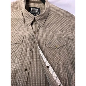 Outback Trading Shirt- Men's Medium- Dowden SS Snap Down Brown/Tan Plaid - Picture 1 of 4