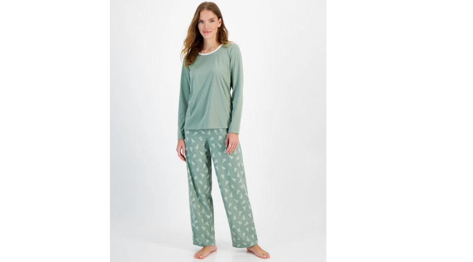 Charter Club para mujer 2 piezas Conjunto Pijama Manga Larga Verde Talla M 3220 Foto 1 de 1