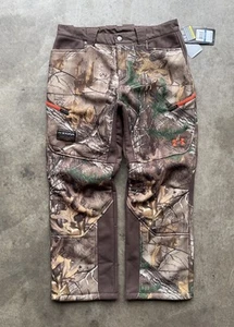 Under Armour Storm Fleece Lined Hunting Pants Youth XL Green Realtree Camo 32x28 - Picture 1 of 11