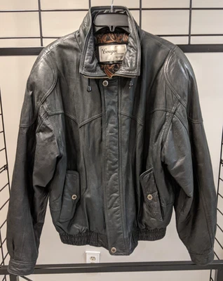 Chaqueta de cuero vintage Cougar International negra para hombre XL Foto 1 de 4