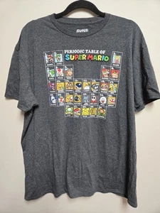 Nintendo Suoer Mario Periodic Table Gray Graphic Video Game T-Shirt Sz XL - Picture 1 of 5