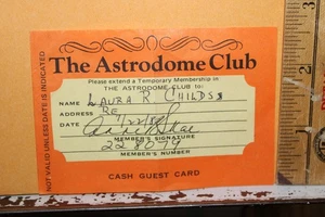 1980 Houston Astros Astrodome Club Karte Laura R. Childs Cash Guest - Bild 1 von 2
