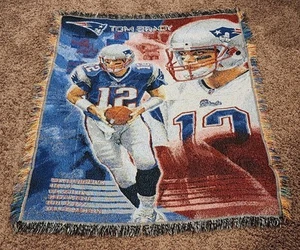 New England Patriots Tom Brady Woven Throw Blanket Apprx 48"x60" - Picture 1 of 5