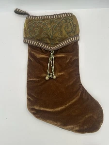 Vintage Dan Dee Gold Samt Satin verziert Weihnachten Strumpf Quasten Urlaub - Bild 1 von 7