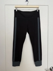 Athleta Leggings Womens Sz L Elation Rib Trim 7/8 Tight Black High Waist - Picture 1 of 15