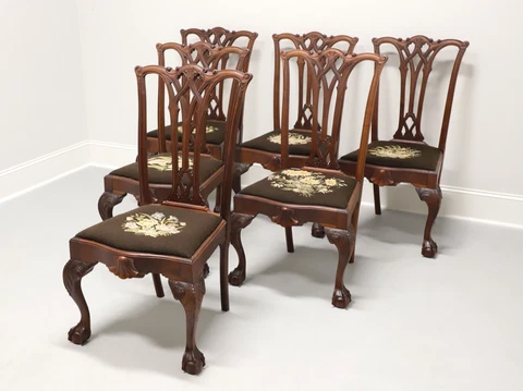Antique 19th Century Chippendale Dining Side Chairs - Set of 6 Cover