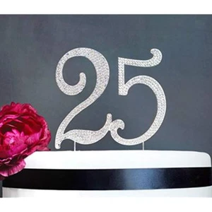 Crystal Creations Cake Topper Sparkly Rhinestones 25th Birthday Or Anniversary - Picture 1 of 4