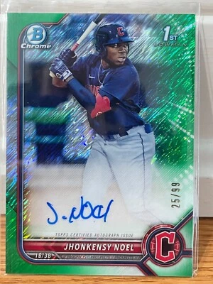 2022 Jhonkensy Noel 1st Bowman Chrome Green Shimmer Refractor Auto /99 Cleveland - Image 1 of 2