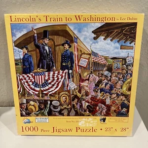 SUNSOUT LINCOLN'S TRAIN TO WASHINGTON 1000 PIECE JIGSAW PUZZLE FREE SH LEE DUBIN - Picture 1 of 9