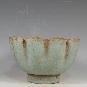 6.7" China Antigua Canción Dinastía Guan Horno Ru Porcelana Cian Esmalte Louts Bowl - Imagen 1 de 9