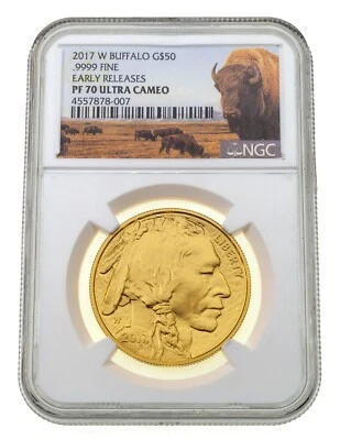 2017-W G$50 Gold Buffalo Proof Graded by NGC as PF70 Ultra Cameo Early Releases - Image 1 of 4
