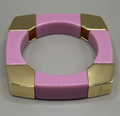 Brazalete Lele Sadoughi Geo elástico para mujer chapado en oro de 14 quilates resina rosa Foto 1 de 4