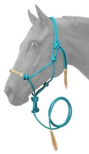 Nylon Rope Halter - Rawhide Noseband - Lead with Horse Hair Tassel - 9 Color 