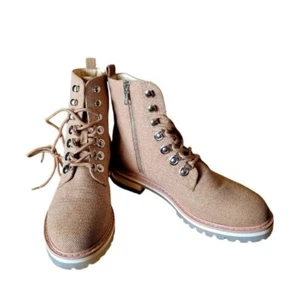 Oasis Society Combat Boots Tan Canvas Size 8 with Original Box - Picture 1 of 8