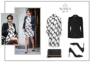 BNWT Reiss Azzura Dress Black White Swirl Print Shift UK 10 38 ASO Royal Duchess - Picture 1 of 15