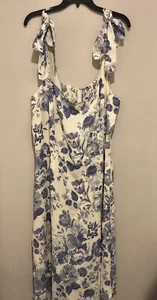 Reformation Twilight Lucerne Blue Floral Midi Dress Sz 20 - Picture 1 of 5