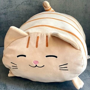Takashoji Tan Tabby Cat Large 14” Plush Pillow Cushion Round 1 Super Soft Japan - Picture 1 of 6