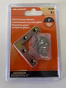 Hillman Hardware Essentials Brackets Flat Corner Brace 852200 2” 4PC - Picture 1 of 2