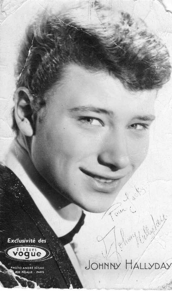 Dédicace de Johnny Hallyday format carte postale - Photo 1/1