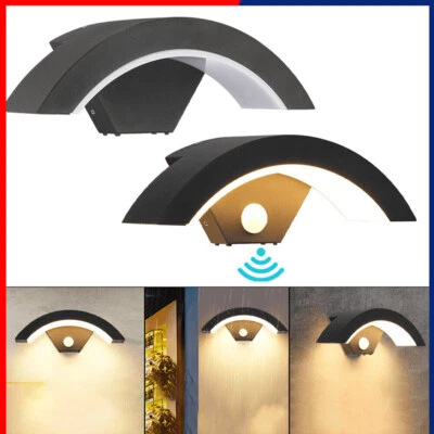 Modern Curved Outdoor 18W LED Wall Light Garden Porch PIR Motion Sensor Lamp - Image 1 of 4