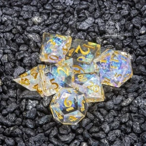 Sage's Crystals - Holy Sharp Edge Resin Polyhedral Dice Set DnD RPG - Picture 1 of 11