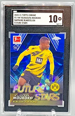 2020-21 Topps Chrome Sapphire Youssoufa Moukoko Future Stars RC #FS-YM SGC 10 - Image 1 of 2