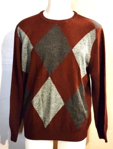 #242 Geoffrey Beene Men's L  Burgundy Acrylic Long Sleeve Sweater Crew Neck EUC - Picture 1 of 5