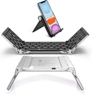 Foldable Bluetooth Keyboard, Ultra-Slim Metal Keyboard with USB-C Charging, T... - Picture 1 of 7