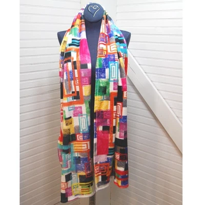 Et'Lois Bufanda Patrón Geométrico Vellón Tela Elástica Chal Nuevo con Etiquetas Foto 1 de 4