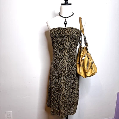 Vestido midi ceñido al cuerpo de malla guepardo sin tirantes Y2K EXPRESS de colección años 90 Clubcore 6 Foto 1 de 4