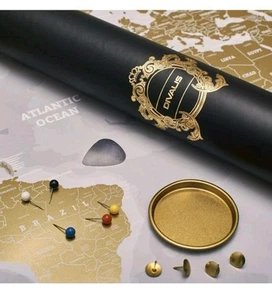 Extra Large Scratch off World Map Laminated Scratchable Map Premium Silver Gold - Picture 1 of 6