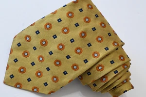 IKE BEHAR FLORAL YELLOW SILK MEN'S Neck Tie W:4" BY L:61" - Picture 1 of 3