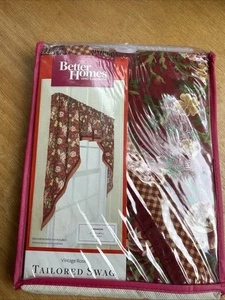 Better Homes & Gardens Tailored Swag Valance Vintage Rose 60” X 38” Burgundy New - Picture 1 of 9