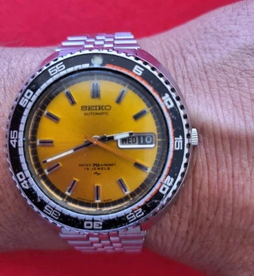  RELOJ HOMBRE BUCEO VINTAGE RARO SEIKO ESFERA NARANJA 7006-8030 HOMBRE Foto 1 de 4