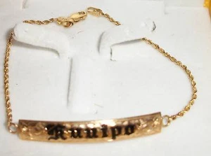 14K Hawaiian Plumeria Flower Rainbow Gold 3.7g Bracelet - Picture 1 of 1