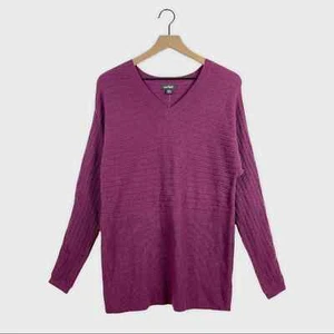 Lord & Taylor Burgundy V-Neck Sweater - Picture 1 of 5