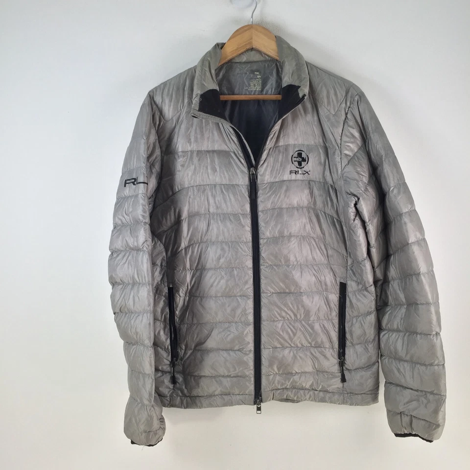 RLX Ralph Lauren mens down puffer jacket size M grey long sleeve zip 106009 - image 1 of 4