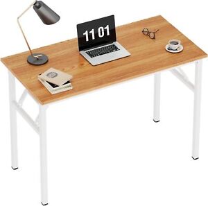 Need Small Computer Desk 31.5 inches Folding Table No Assembly , Teak & White