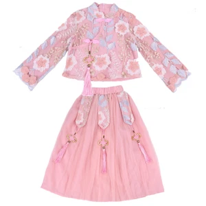 Chinesisches traditionelles Kostüm Tang Anzug Blumen bestickt Cheongsam Top Rock Set - Bild 1 von 14