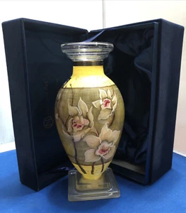 NE'QWA ART Yellow Vase “ORCHIDS”~ ARTIST SUSAN WINGET  9 1/4 IN In  Box - Picture 1 of 16