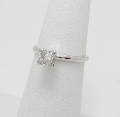 1/2CT Natural Diamond Princess Solitaire Engagement Wedding Ring 14K White Gold - Image 1 of 4