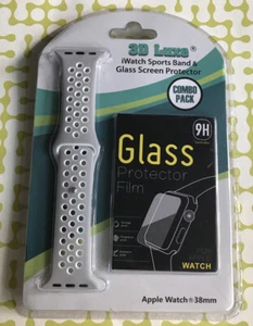 3D Luxe iWatch Sports Band & Glass Screen Protector COMBO PACK Apple Watch 38 mm - Picture 1 of 3