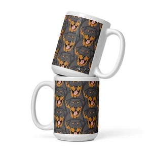 Taza Rottweiler patrón perro 15 oz retro retrato mascota arte taza de café regalo - Imagen 1 de 23