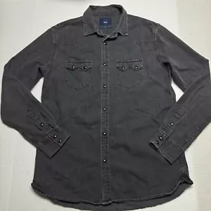 ORIGINAL DENIM 1975 Washed Black Denim Western Shirt, Sawtooth Pockets Size: L - Picture 1 of 13