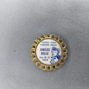 George IA Iowa Diamond Jubilee Belle 1959 1" Pinback Button - Picture 1 of 2