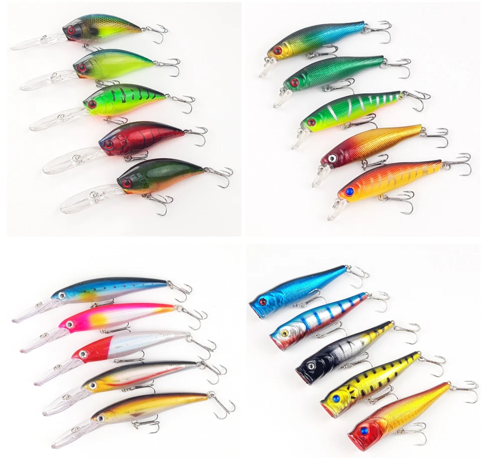 5er Set WOBBLER Crank Swim Jerk Popper Minnow Baits Forellen Hecht Wels Köder - Bild 1 von 1